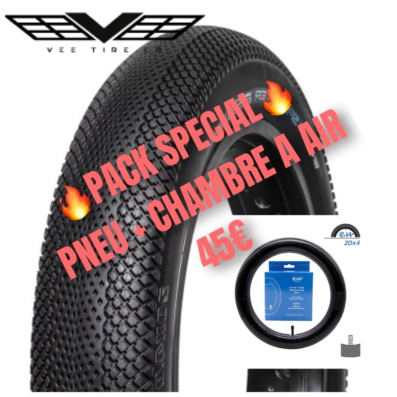Pack spécial Pneu SPEEDSTER 20x4 + Chambre a air renforcée
