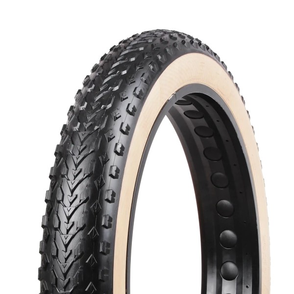 Un pneu Fat Bike 20x4.0 au look naturel, conçu pour les terrains difficiles. Léger, solide et efficace, avec flancs beige tendance.