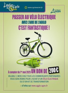 Lire la suite à propos de l’article Aide à l’Achat d’un Vélo à Assistance Électrique (VAE) ou d’un Kit de Transformation à Agen