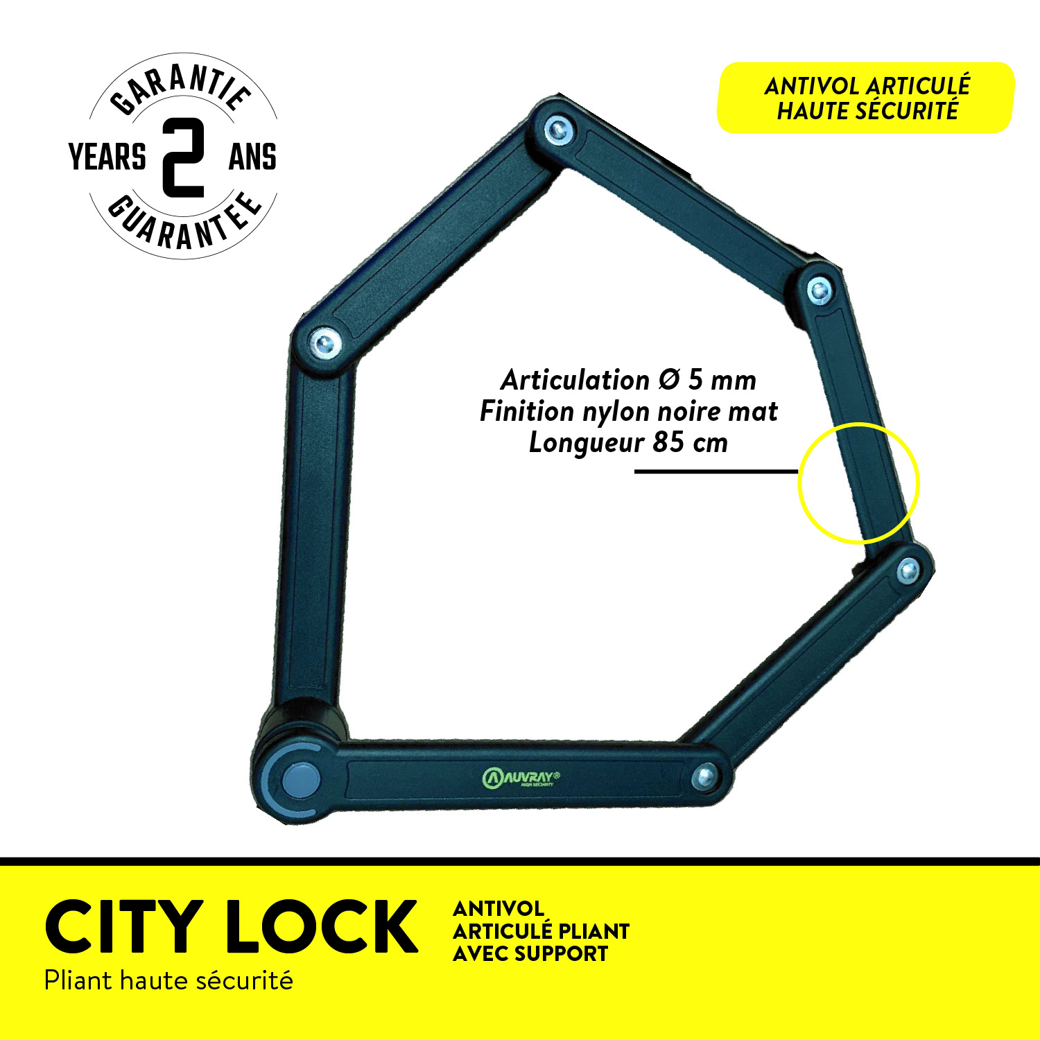 Antivol Vélo et Trottinette Pliable Auvray City Lock 85 cm avec Support – Image 3