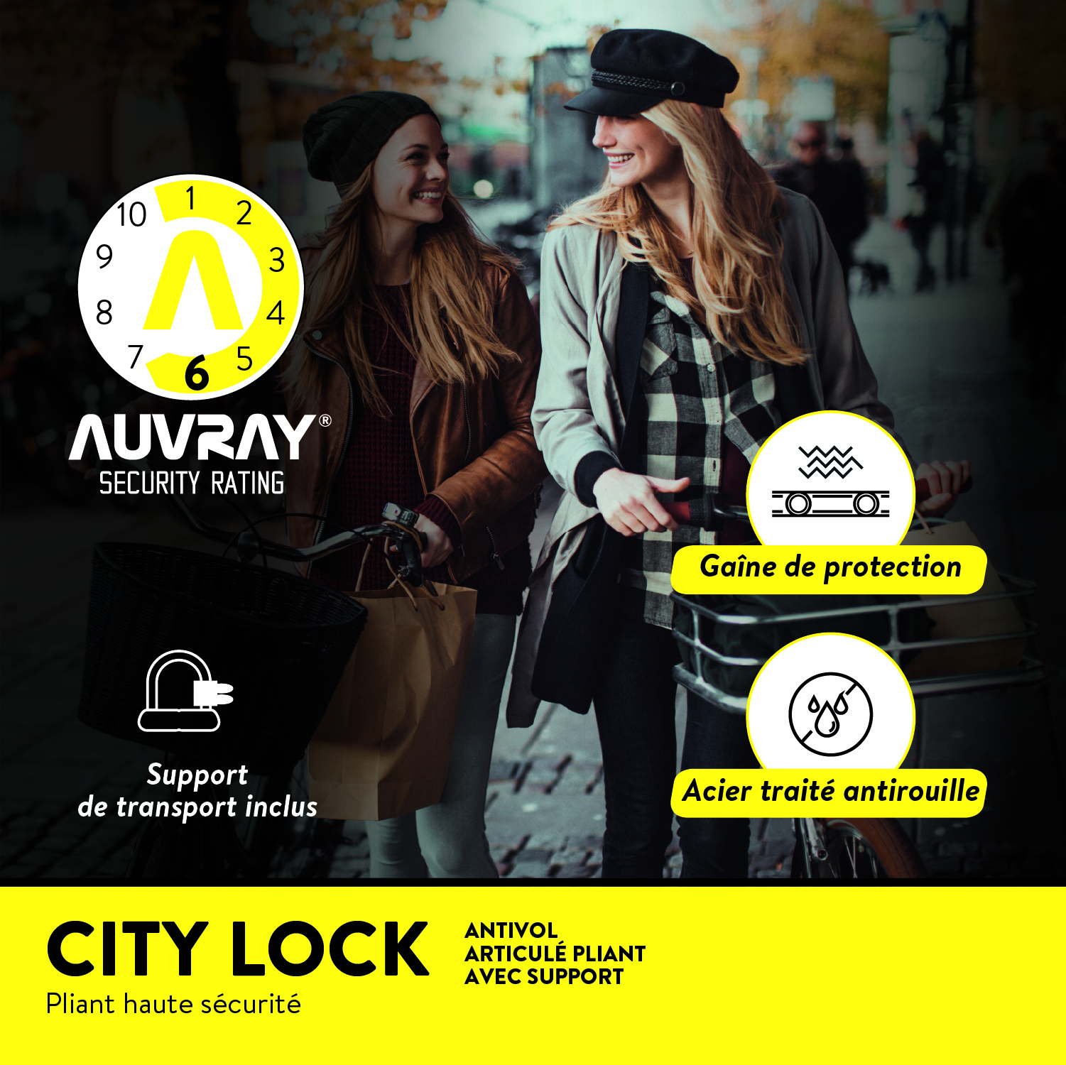 Antivol Vélo et Trottinette Pliable Auvray City Lock 85 cm avec Support – Image 2